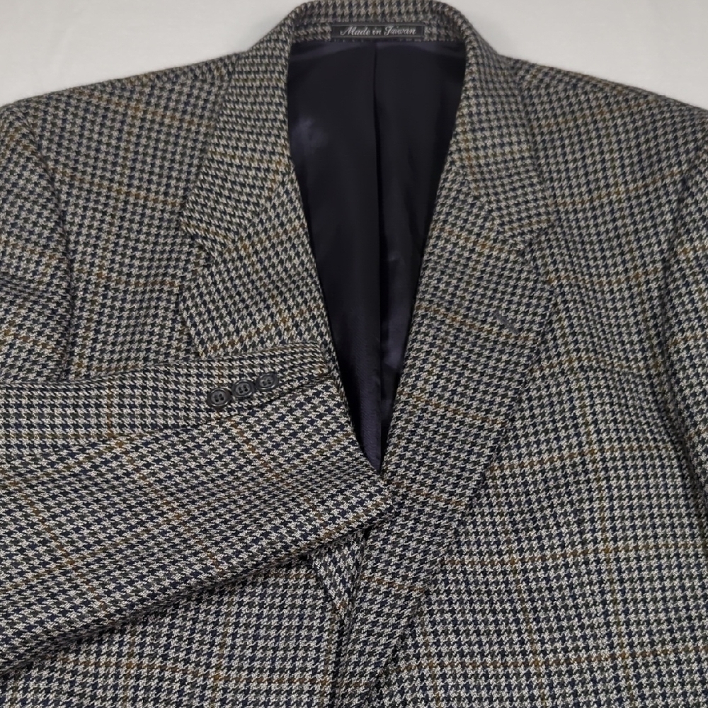 Vintage Pierre Balmain 100% Wool Windowpane Houndstooth Mens Blazer 44L